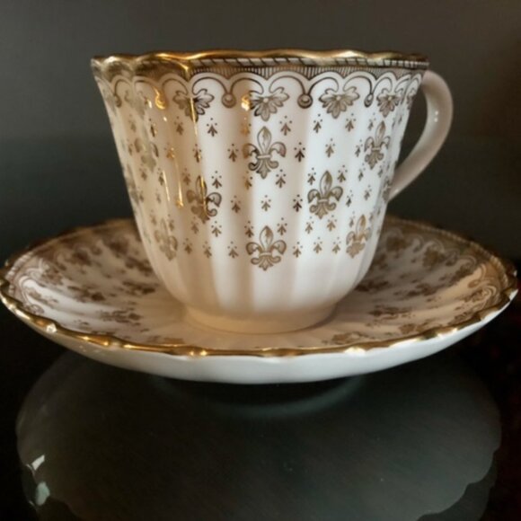 Pre-owned Spode Fleur De Lys Gold Cup & Saucer Set Lot Of 12 - Picture 2 of 9
